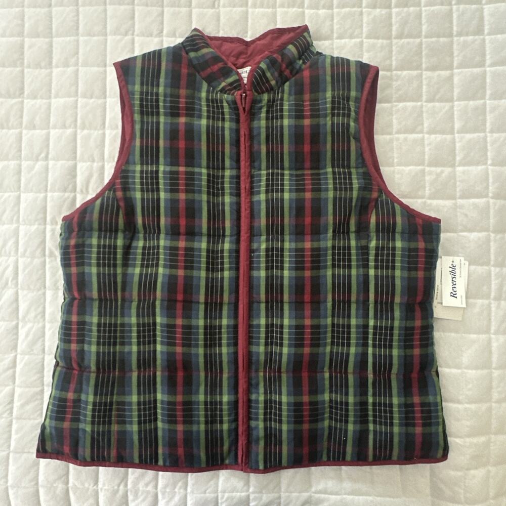 Pendleton Puffer Vest XL Reversible Plaid Red Down Fill Outdoor Preppy Classic